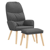 Relaxing Chair with a Stool Light Grey Fabric - Front View