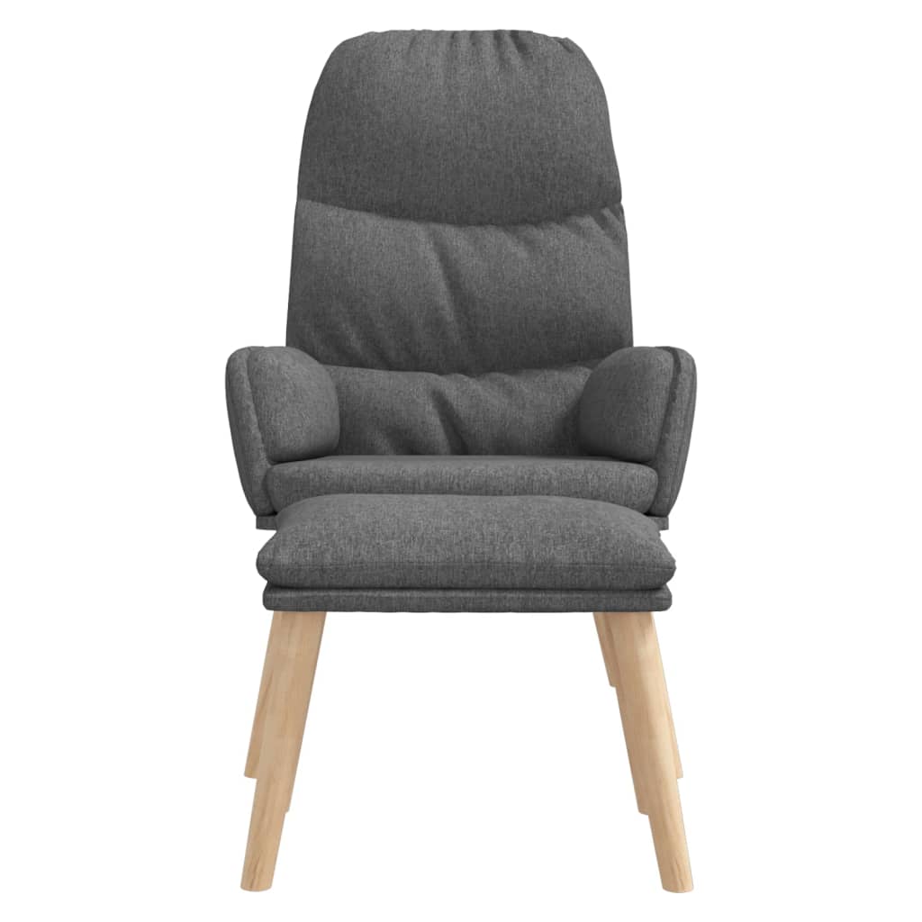 Relaxing Chair with a Stool Light Grey Fabric