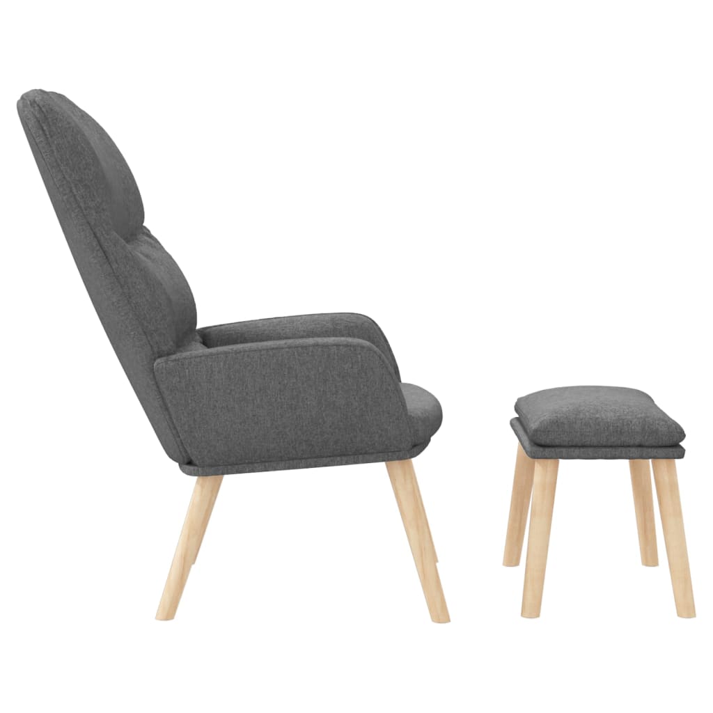 Relaxing Chair with a Stool Light Grey Fabric