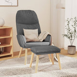 Relaxing Chair with a Stool Light Grey Fabric