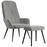 Relaxing Chair with Footstool Light Grey Velvet