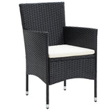 3 Piece Garden Dining Set Poly Rattan Black - Side View