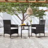 3 Piece Garden Dining Set Poly Rattan Black