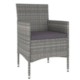 3 Piece Garden Dining Set Poly Rattan Grey - Side View
