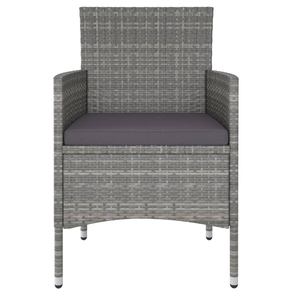3 Piece Garden Dining Set Poly Rattan Grey