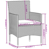 3 Piece Garden Dining Set Poly Rattan Grey - Low Angle
