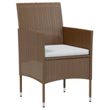 3 Piece Garden Dining Set Poly Rattan Brown - Side View