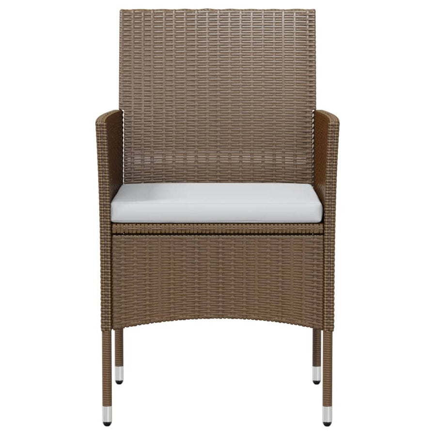 3 Piece Garden Dining Set Poly Rattan Brown