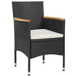 3 Piece Garden Dining Set Poly Rattan Black