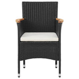 3 Piece Garden Dining Set Poly Rattan Black - Top-Down View