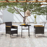 3 Piece Garden Dining Set Poly Rattan Black