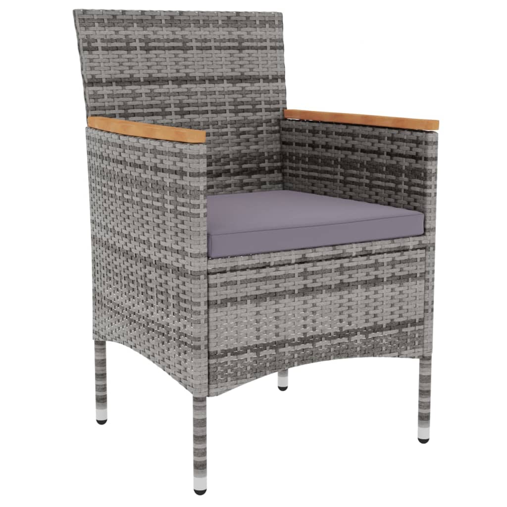 3 Piece Garden Dining Set Poly Rattan Grey