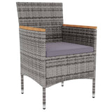 3 Piece Garden Dining Set Poly Rattan Grey - Side View