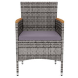 3 Piece Garden Dining Set Poly Rattan Grey