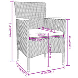 3 Piece Garden Dining Set Poly Rattan Grey - Low Angle