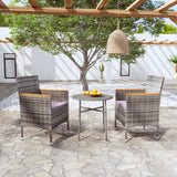 3 Piece Garden Dining Set Poly Rattan Grey