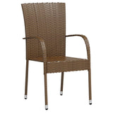 3 Piece Garden Dining Set Poly Rattan Brown - Side View