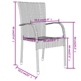 3 Piece Garden Dining Set Poly Rattan Brown - Low Angle