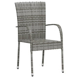 3 Piece Garden Dining Set Poly Rattan Grey - Side View