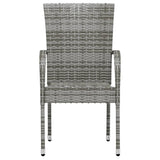 3 Piece Garden Dining Set Poly Rattan Grey - Top-Down View