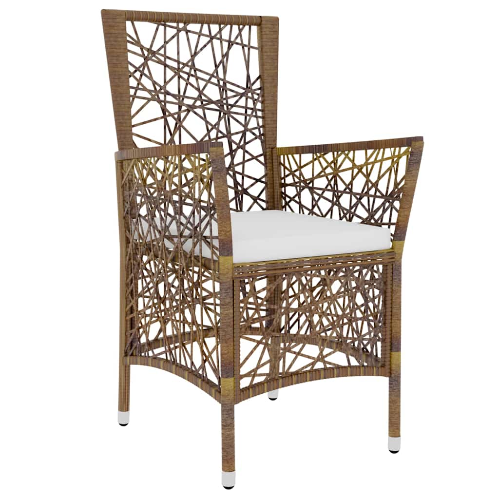 3 Piece Garden Dining Set Poly Rattan Brown
