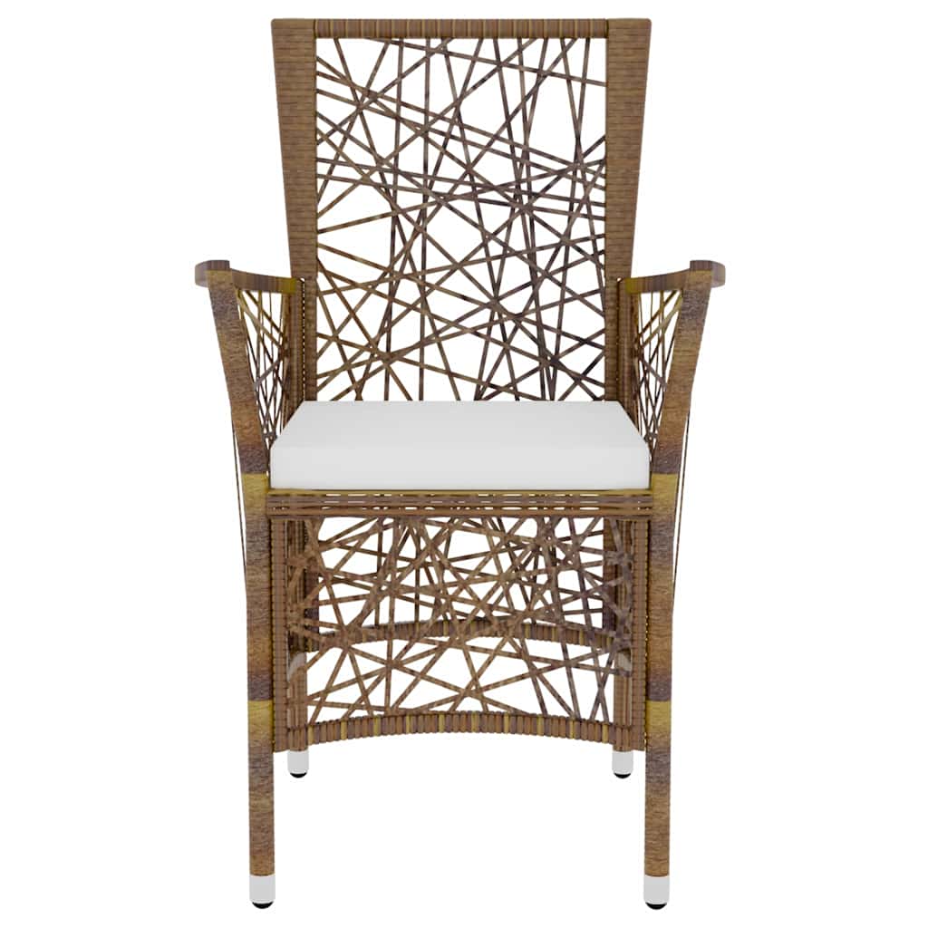 3 Piece Garden Dining Set Poly Rattan Brown