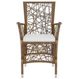 3 Piece Garden Dining Set Poly Rattan Brown - Top-Down View