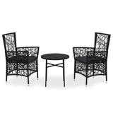 3 Piece Garden Dining Set Poly Rattan Black