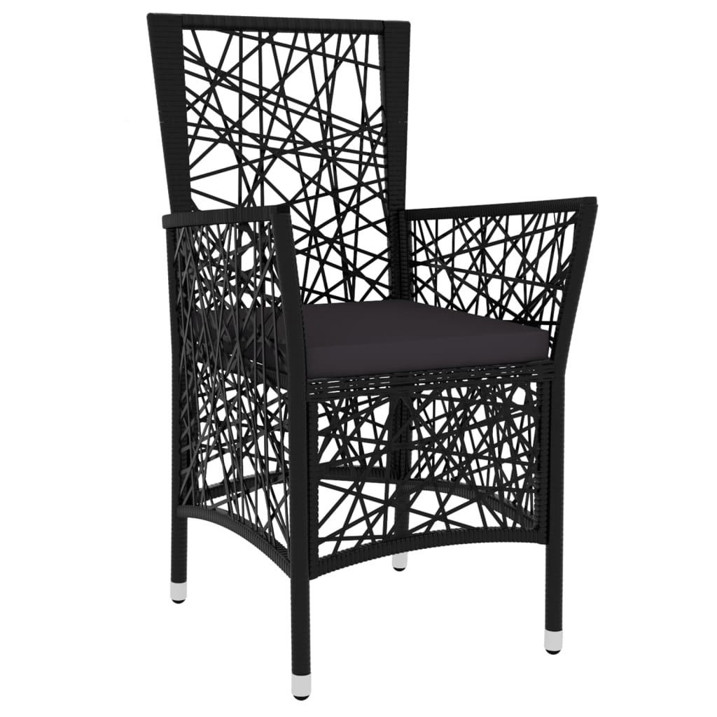 3 Piece Garden Dining Set Poly Rattan Black