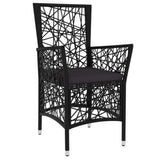 3 Piece Garden Dining Set Poly Rattan Black