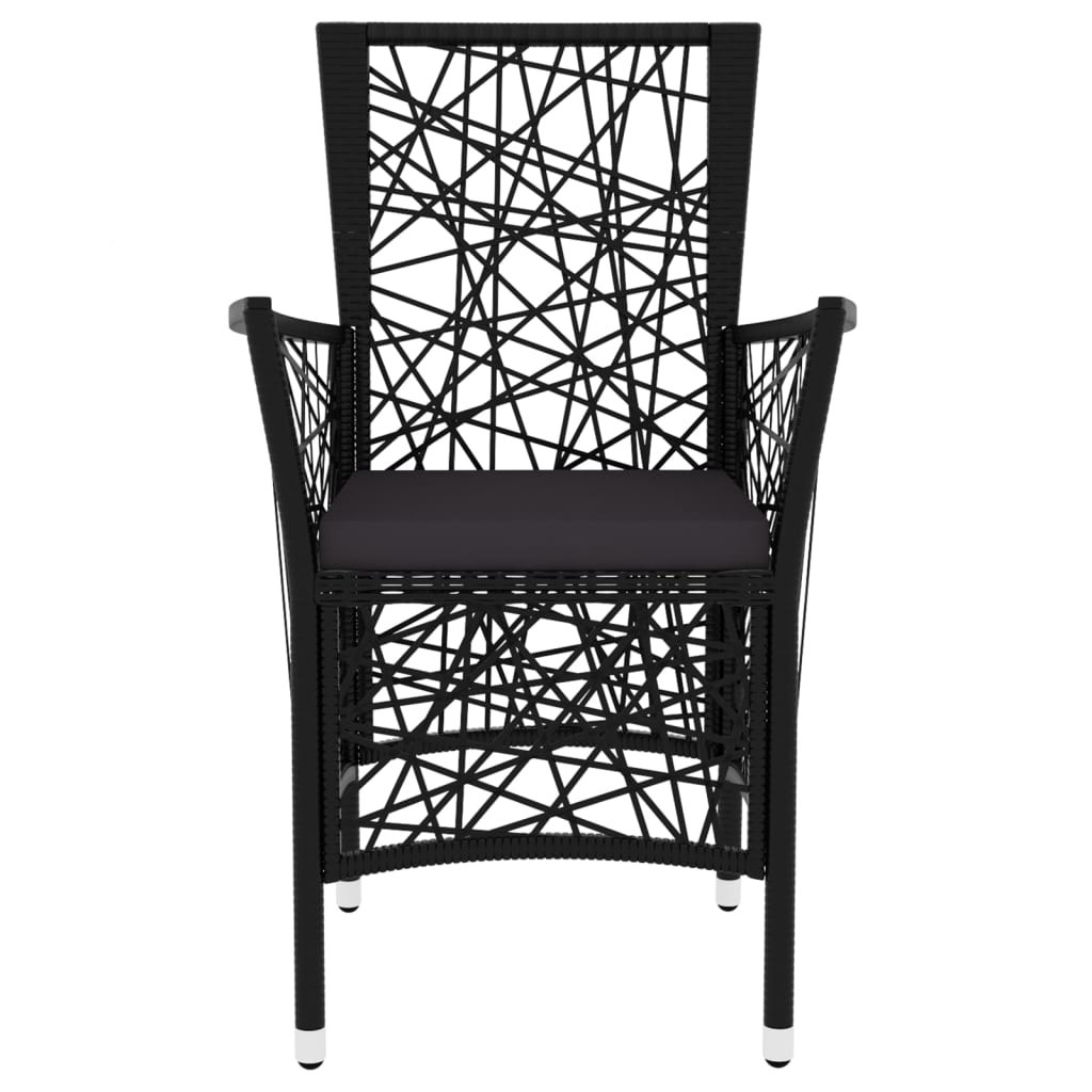 3 Piece Garden Dining Set Poly Rattan Black