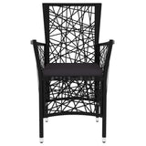 3 Piece Garden Dining Set Poly Rattan Black