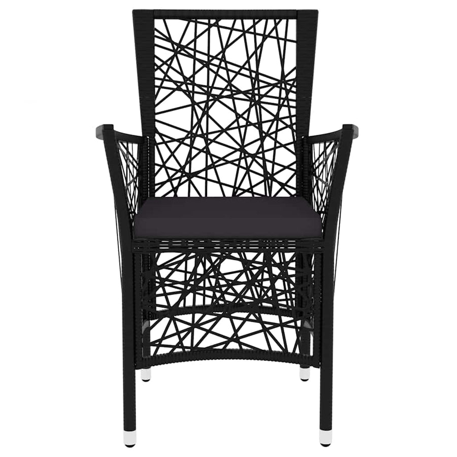 3 Piece Garden Dining Set Poly Rattan Black