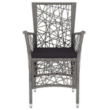 3 Piece Garden Dining Set Poly Rattan Grey - Top-Down View