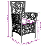 3 Piece Garden Dining Set Poly Rattan Grey - Low Angle