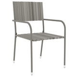 3 Piece Garden Dining Set Poly Rattan Grey - Side View