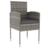 3 Piece Garden Dining Set Poly Rattan Anthracite - Side View