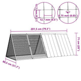 Rabbit Cage Grey 201.5x80.5x71 cm Galvanised Steel