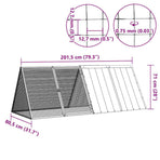 Rabbit Cage Grey 201.5x80.5x71 cm Galvanised Steel