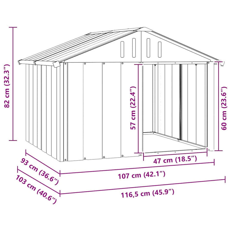 Dog House Anthracite 116.5x103x81.5 cm Galvanised Steel