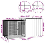 Chicken Cage Anthracite 200x91x100 cm Galvanised Steel - Rear View