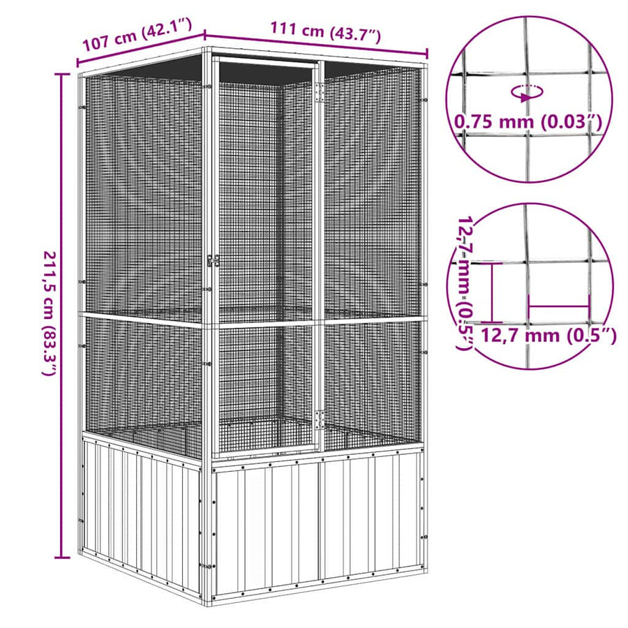 Bird Cage Anthracite 111x107x211.5 cm Galvanised Steel