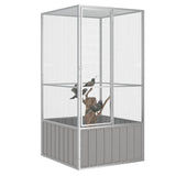 Bird Cage Grey 111x107x211.5 cm Galvanised Steel - Front View