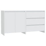 2 Piece Sideboard White Engineered Wood - Front View