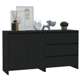 2 Piece Sideboard Black Engineered Wood - Side View