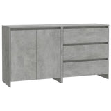 2 Piece Sideboard Concrete Grey Engineered Wood - Front View