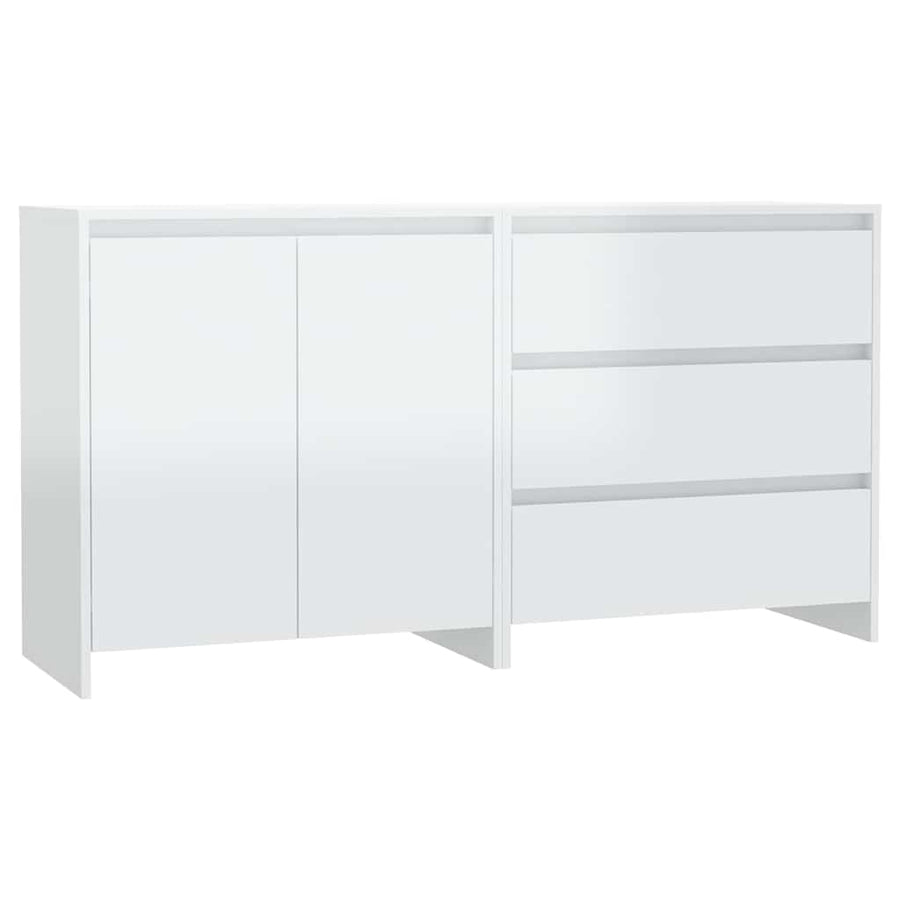 2 Piece Sideboard High Gloss White Engineered Wood