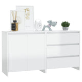 2 Piece Sideboard High Gloss White Engineered Wood