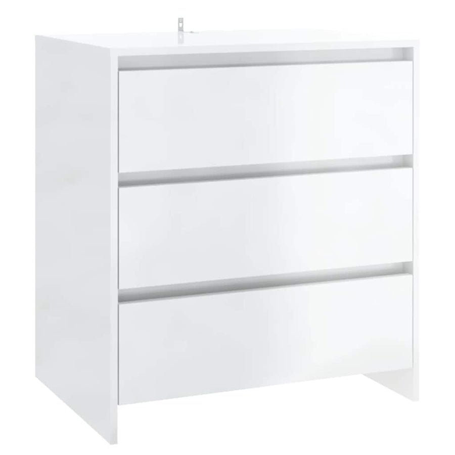 2 Piece Sideboard High Gloss White Engineered Wood
