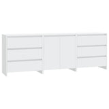 3 Piece Sideboard White Engineered Wood